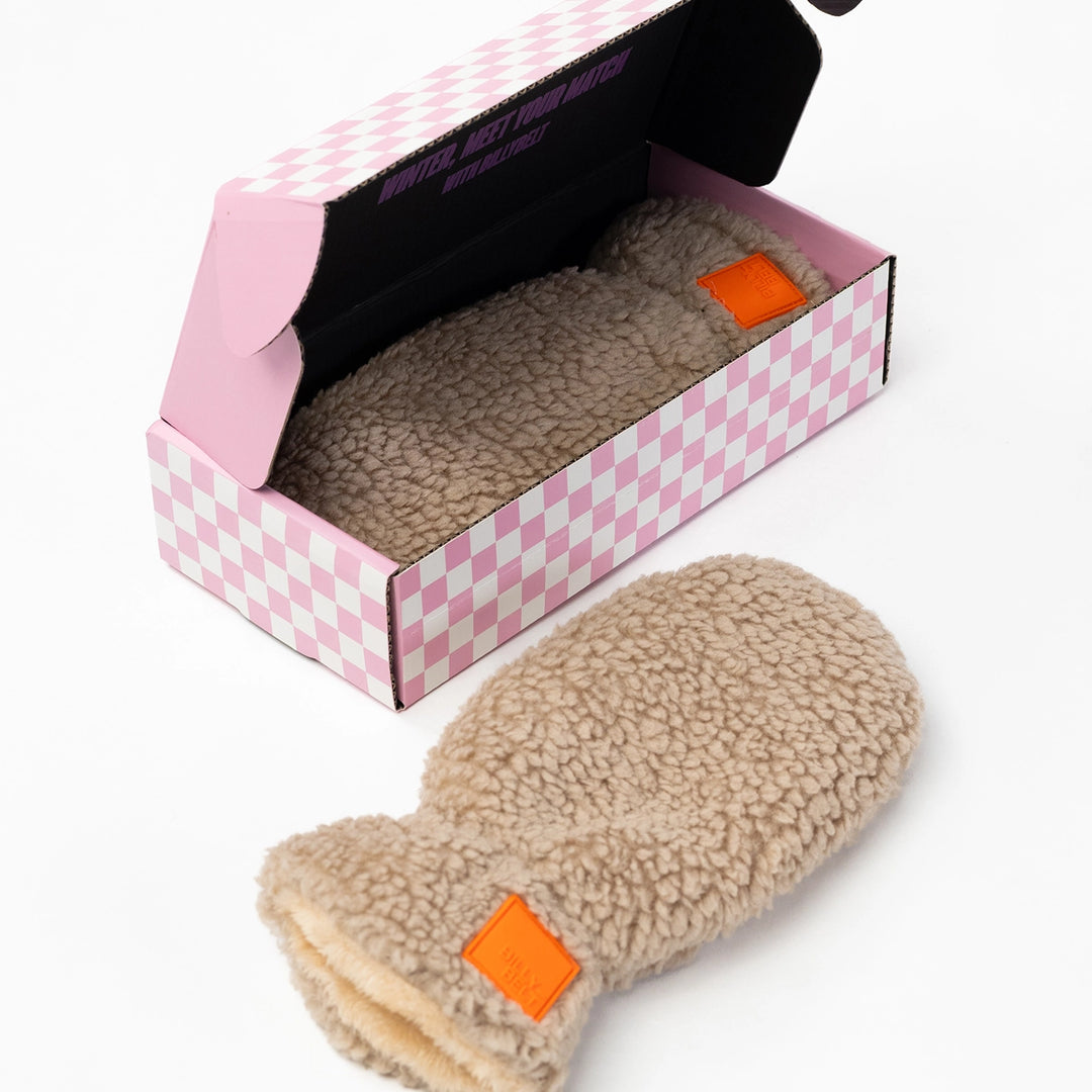 Sherpa Fleece Mittens - Brown