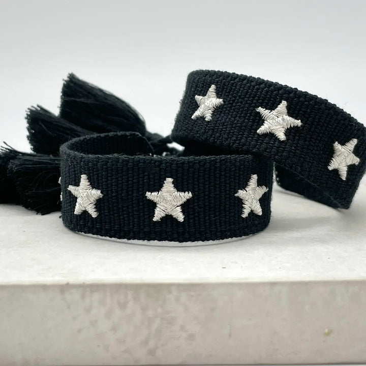 Black stars Woven Bracelet