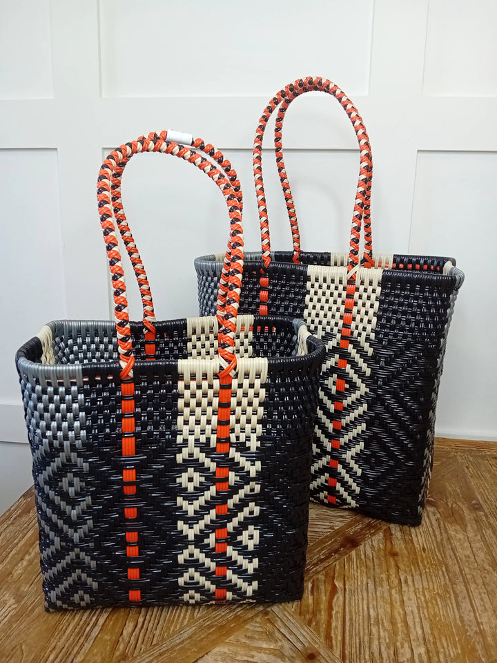 Medium Handwoven Recycled Plastic Open Tote-Tote Bags-LNH Edit