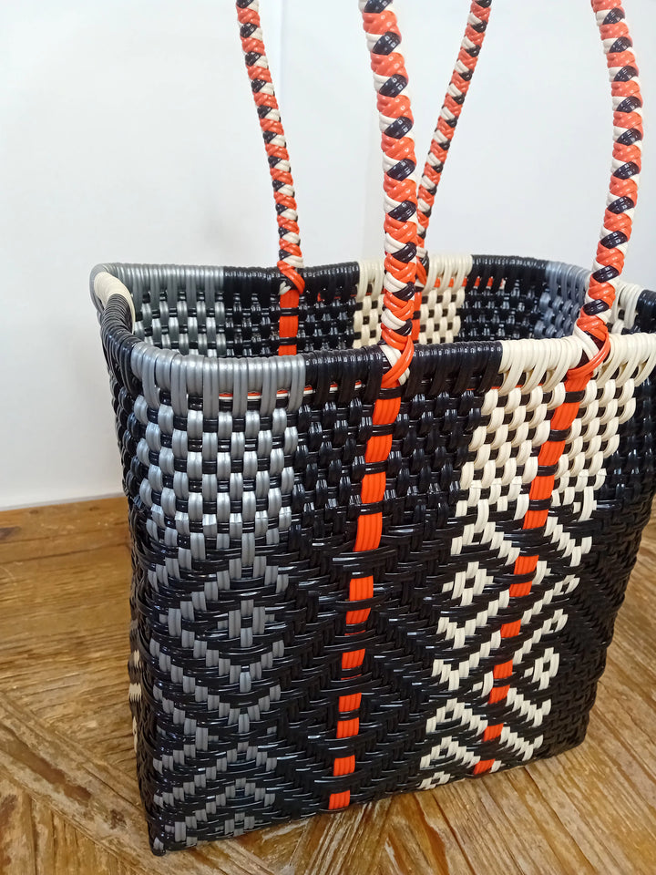 Medium Handwoven Recycled Plastic Open Tote-Tote Bags-LNH Edit