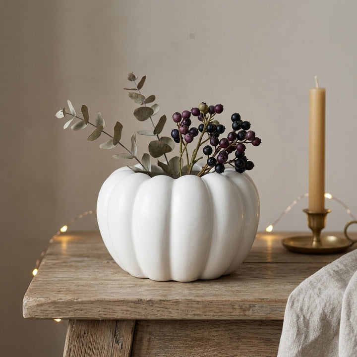 White  Ceramic Pumpkin Vase
