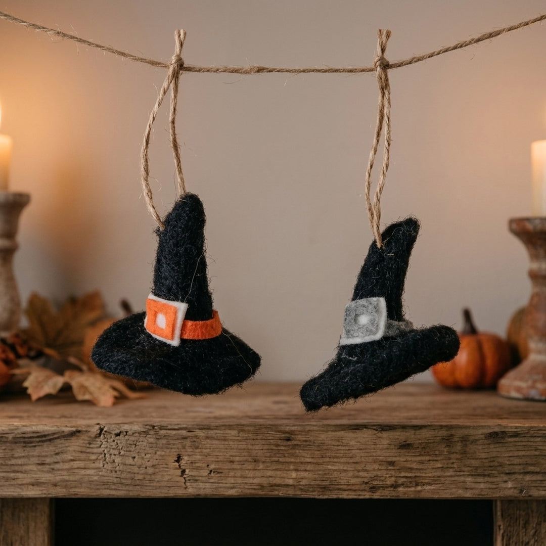 Witches Hat Hanging Decoration , Set of 2