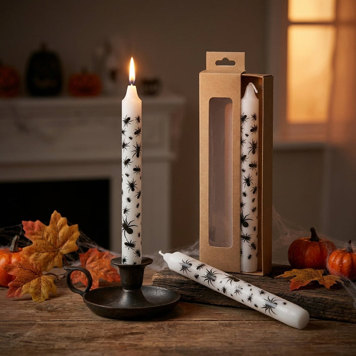 Spider Motif Taper Candle Set – 2 Pack