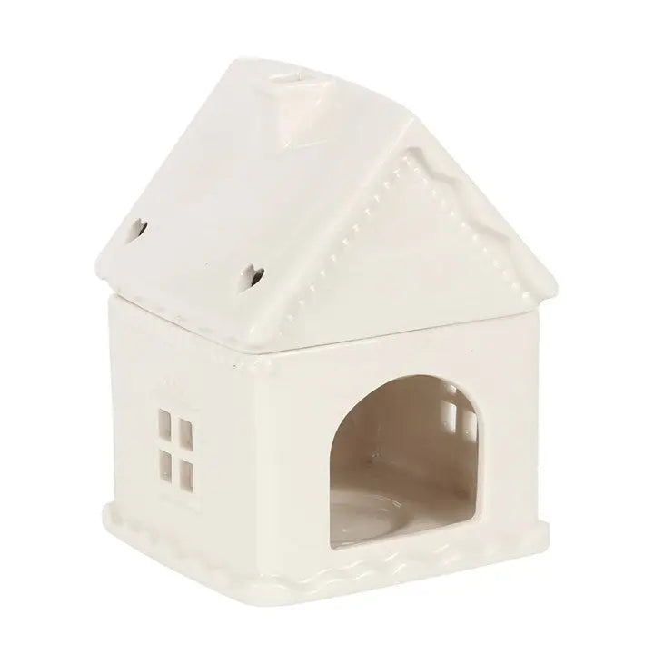 White Gingerbread House Oil Burner and tea light holder