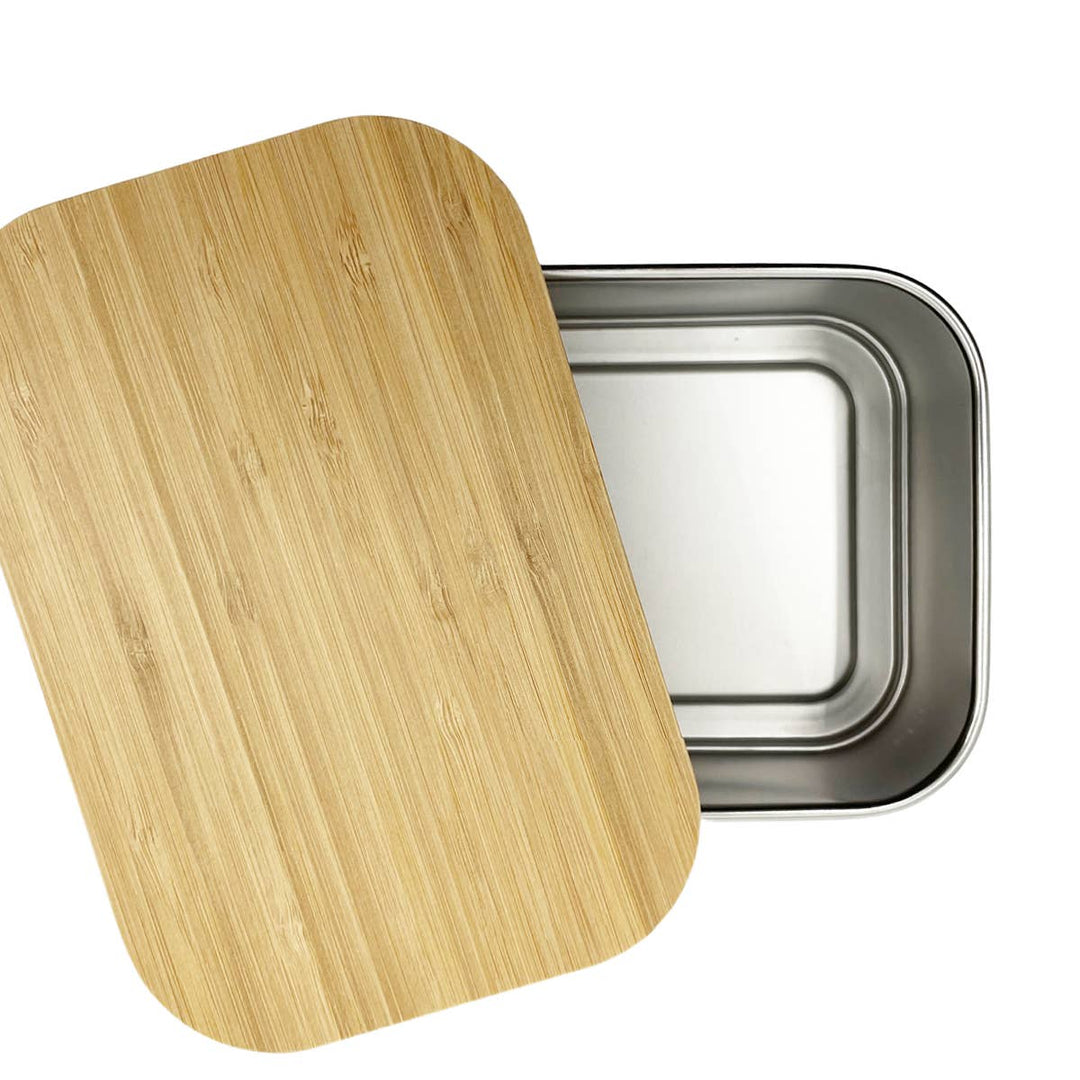 Pre order Stainless steel lunchbox with bamboo lid: Soft White--LNH Edit