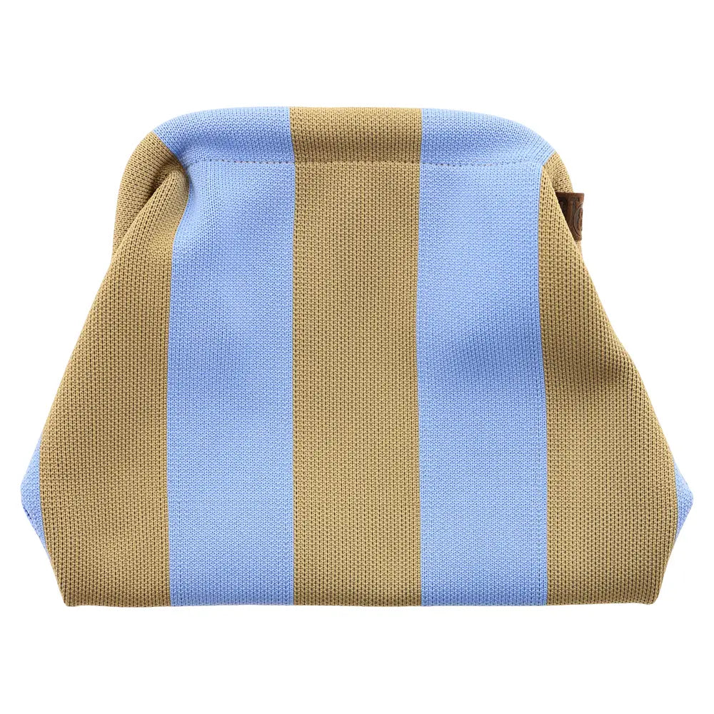 BEIGE &amp; BLUE Stripe Clutch Bag