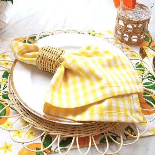 Yellow Gingham Napkins, Set of 4