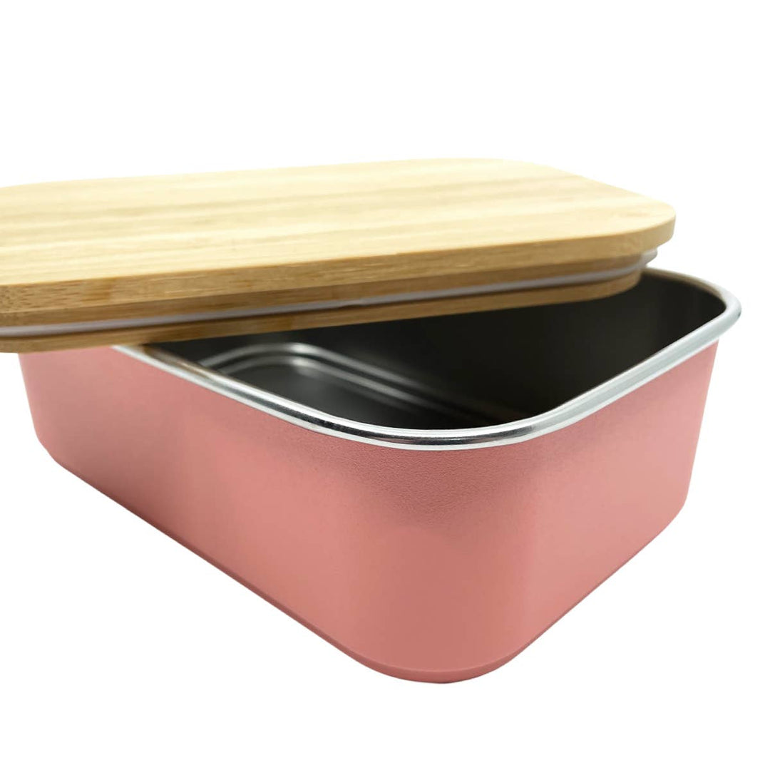 Pre order Stainless steel lunchbox with bamboo lid: Pink--LNH Edit