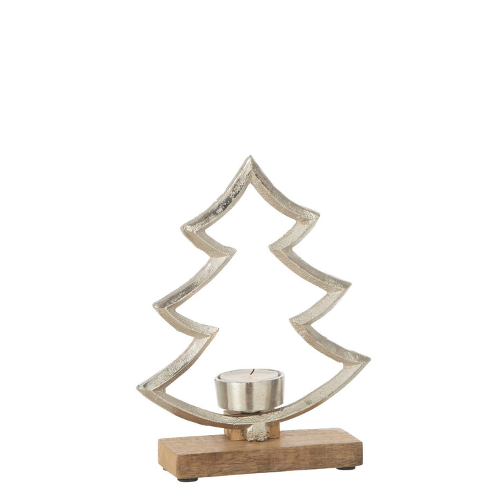 Medium silver tree tealight holder-Candle Holders-LNH Edit