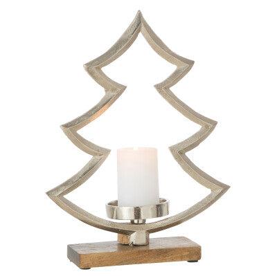 Silver tree tealight holder, Medium