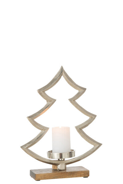 Small silver tree tealight holder