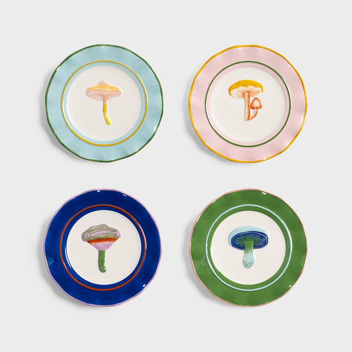 Magic mushroom Plate,  Set of 4