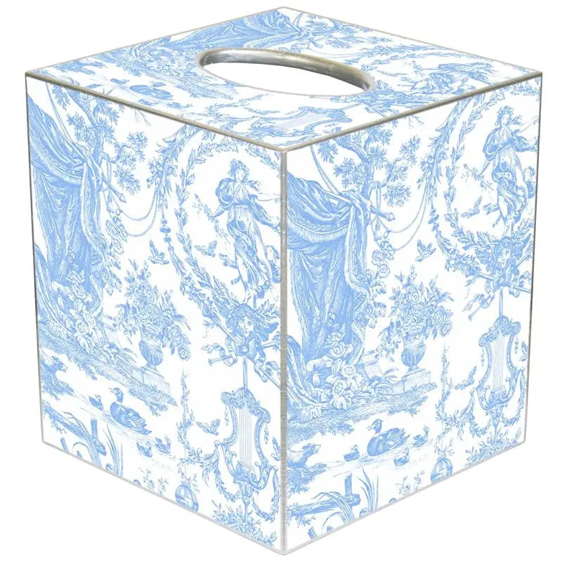 Blue Toile Print Tissue Box Cover