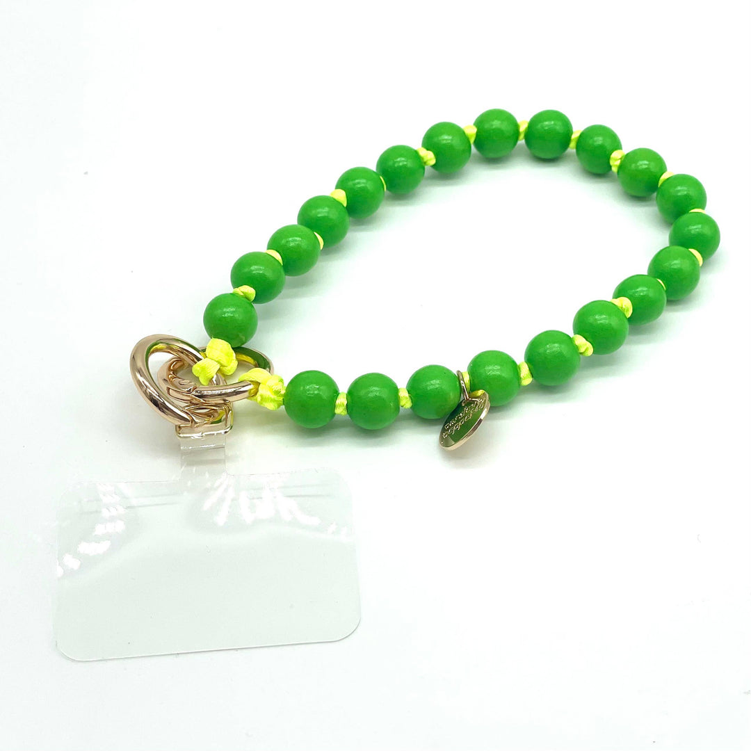 Green on Neon Yellow Wood Phone / Bag charm