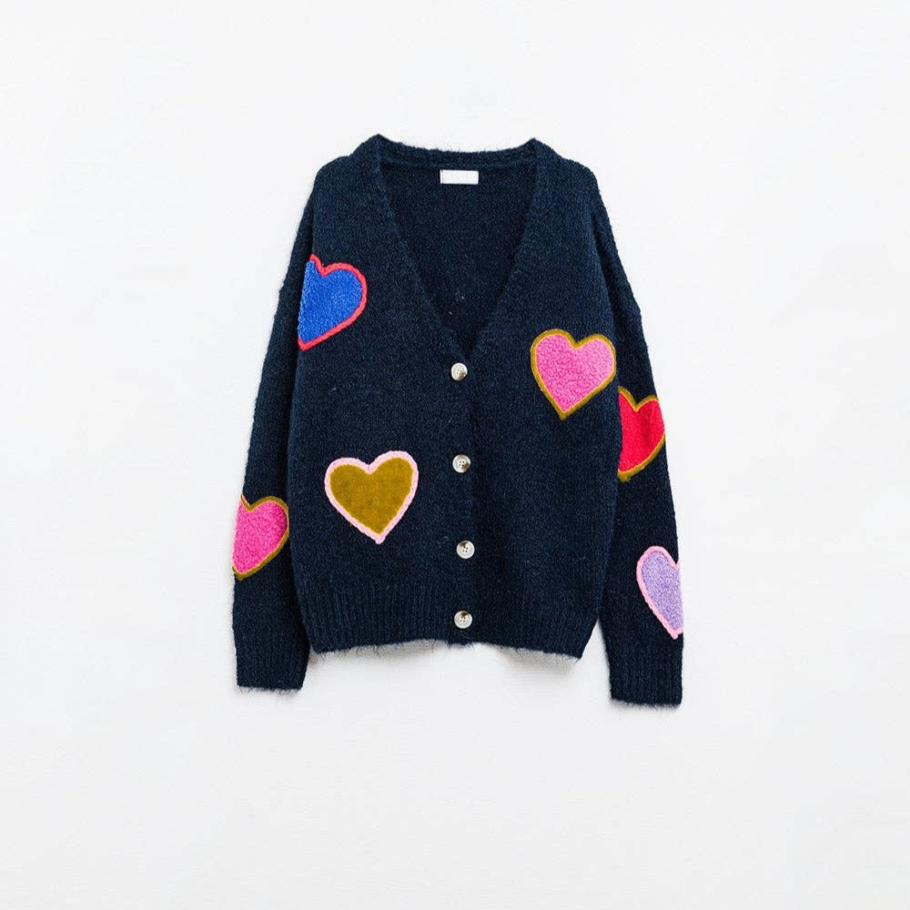 Navy Heart cardigan-Shirts & Tops-LNH Edit