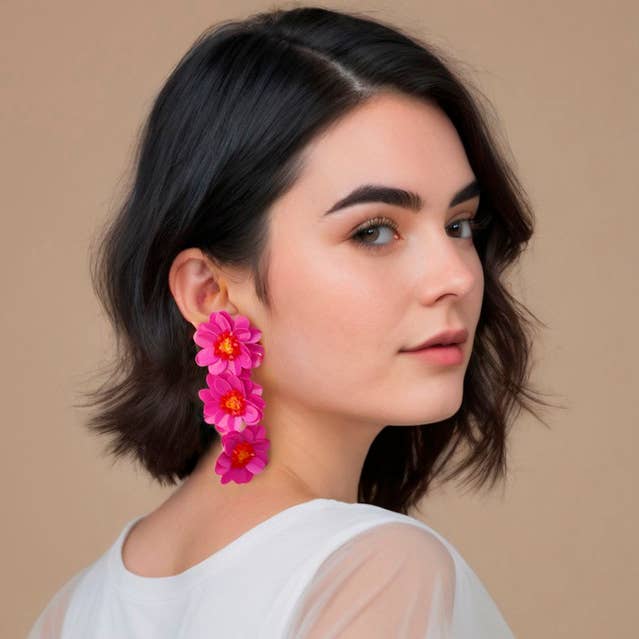 Pink Flower Earrings