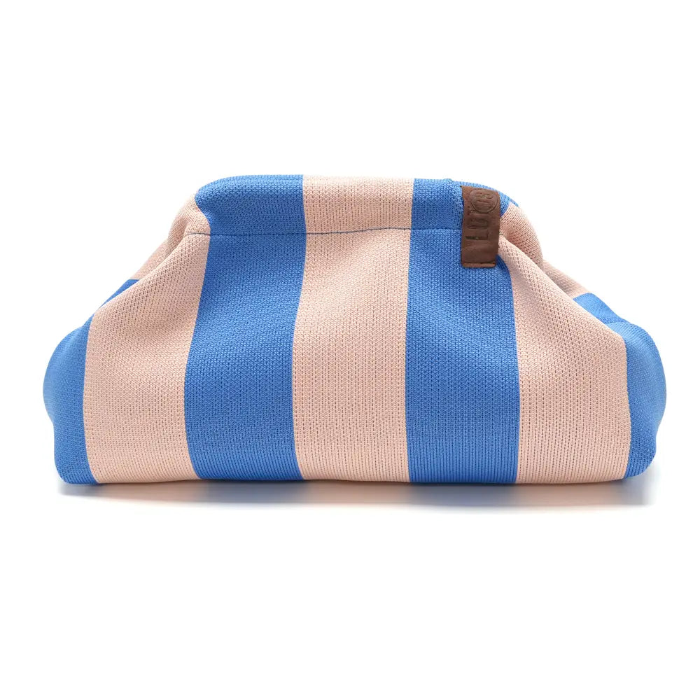 BLUE &amp; CREAM Stripe Clutch Bag