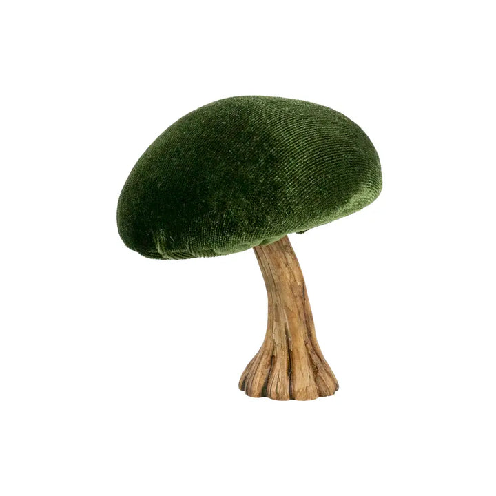 Decoration Velvet Mushroom Green 10 cm
