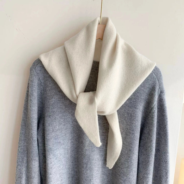 Small Cream Plain Triangular Scarf