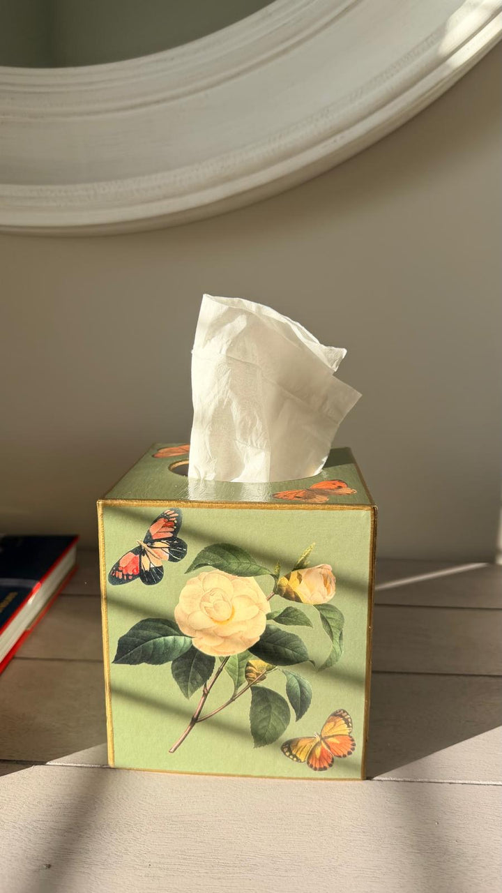 Sage Floral Tissue Box Cover