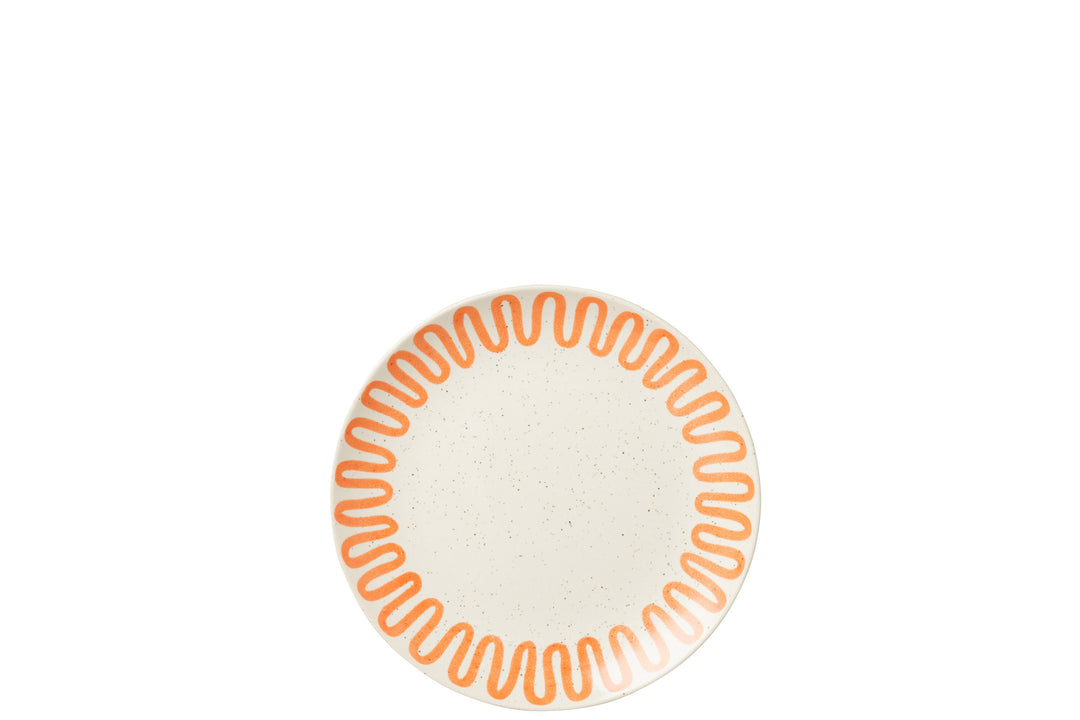 Orange Curve Porcelain Plate - Small, set of 6-Serving Platters & Dishes-LNH Edit