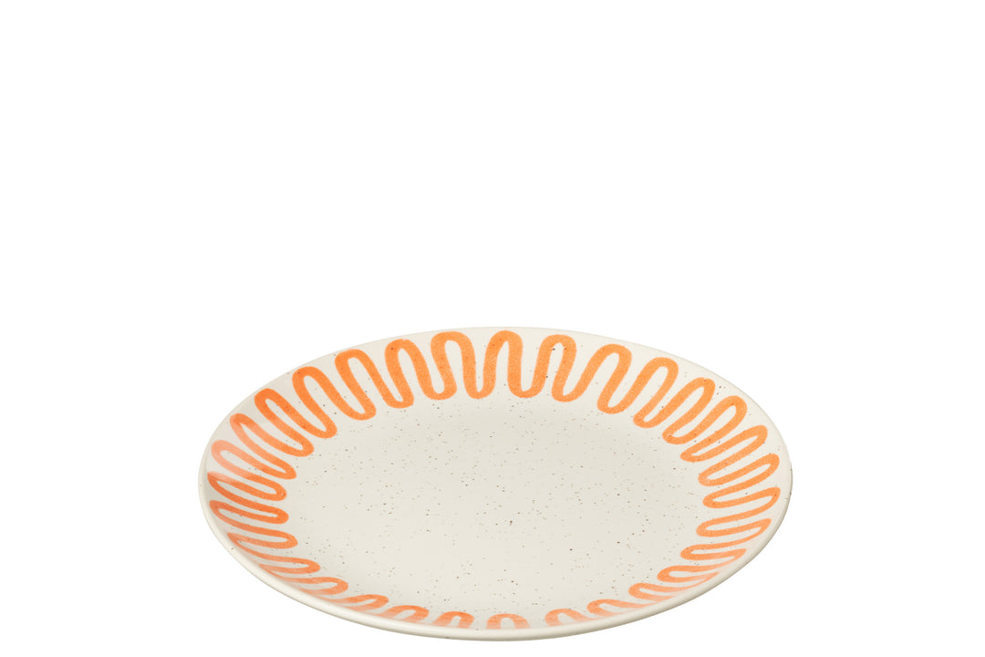Orange Curve Porcelain Plate - Small, set of 6-Serving Platters & Dishes-LNH Edit