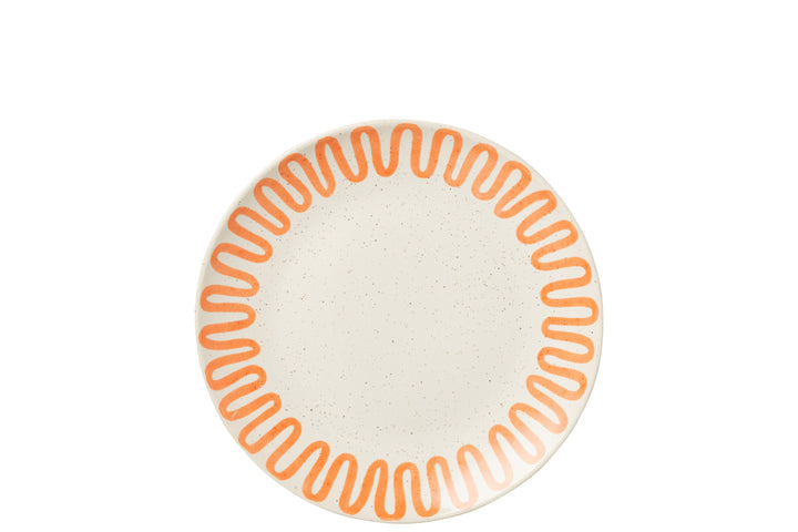 Orange Curve Porcelain Plate - Large, Set of 6-Serving Platters & Dishes-LNH Edit