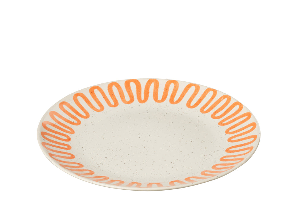 Orange Curve Porcelain Plate - Large, Set of 6-Serving Platters & Dishes-LNH Edit