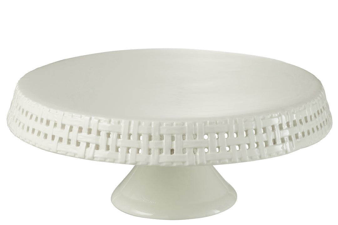 White Ceramic Cake Plate-Serving Platters & Dishes-LNH Edit