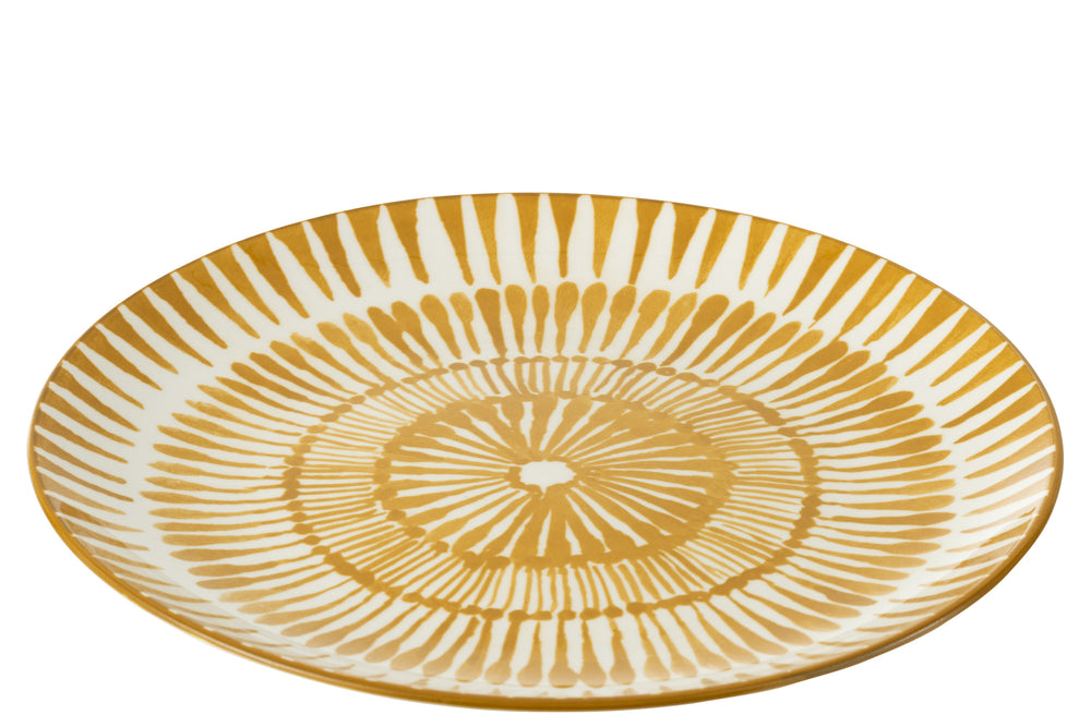 Ochre and White Plate, set of 6-Dinner Plates-LNH Edit