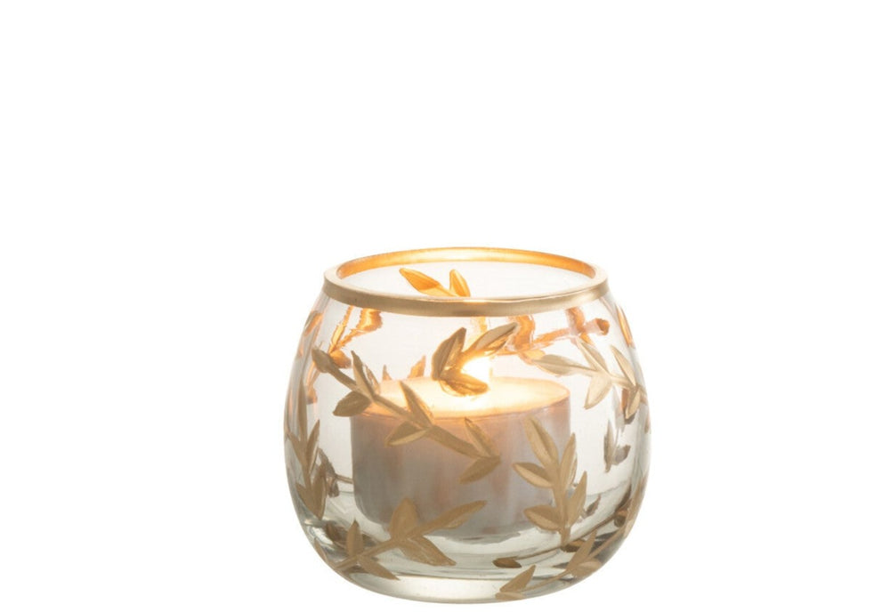 Small gold leaf Tealight Holder-Candle Holders-LNH Edit