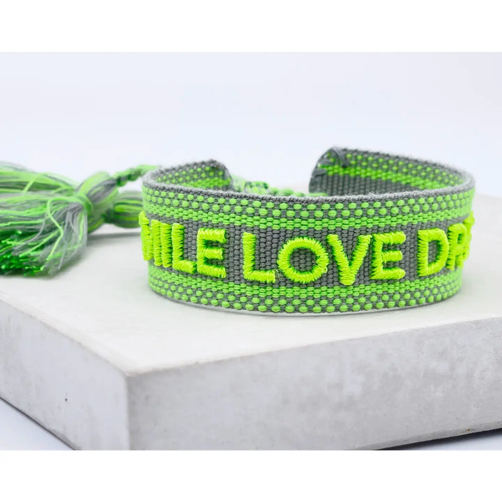 Smile , Love , Dream Woven Bracelet