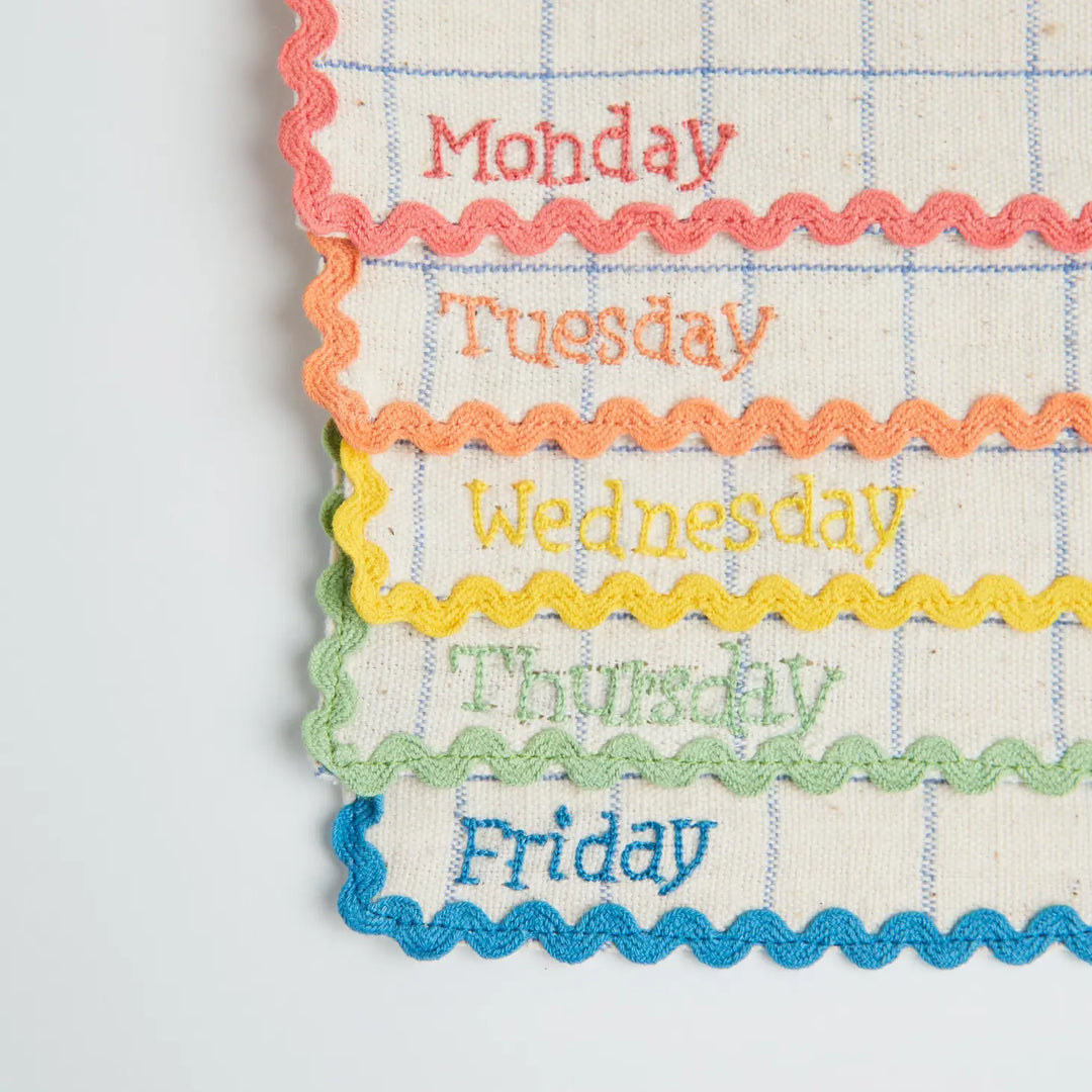 Handwoven Days of the Week Lunchbox Napkins