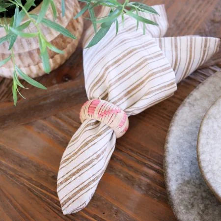 Pink braided napkin ring set of 4