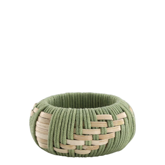Green braided napkin ring set of 4