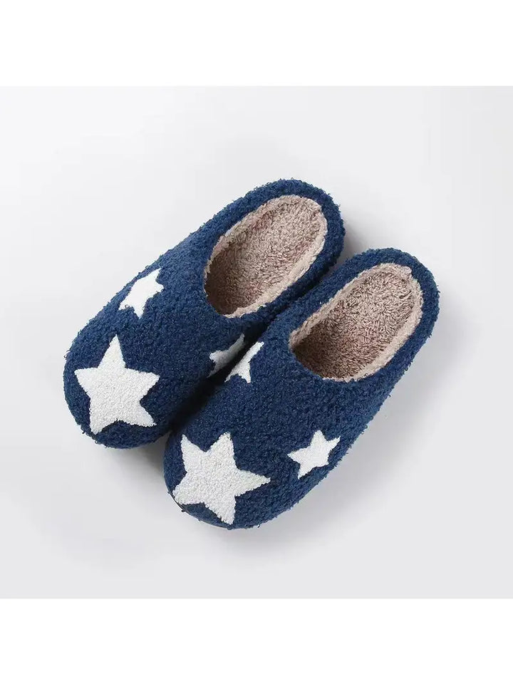 Navy & White Star Fluffy Slipper