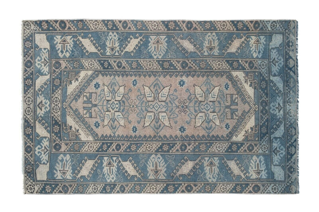 Vintage Hand Knotted Turkish Oushak Carpet with Muted 'washed Out 3'10" X 5'11"