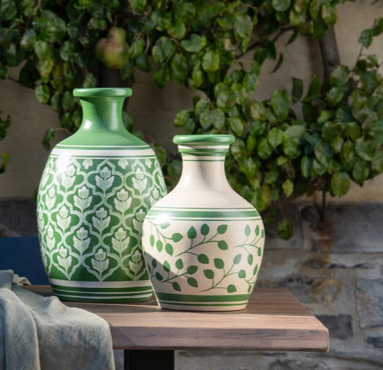 Green Leaf Terracotta Vase