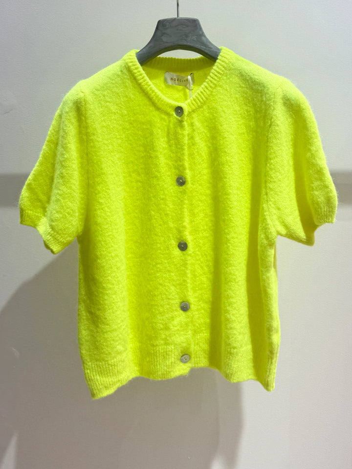 Neon Yellow Short Sleeve Mohair Cardi
