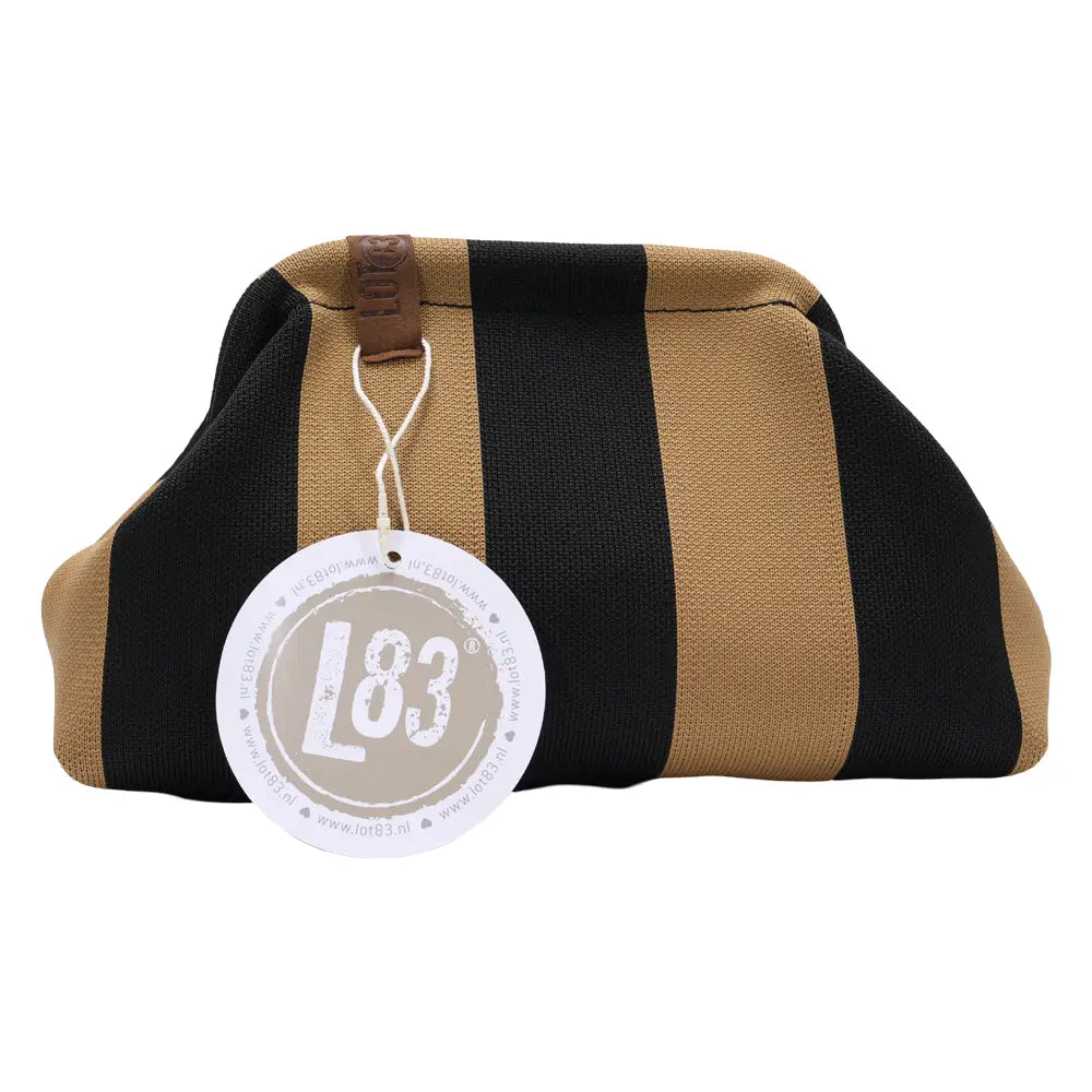 TAN &amp; BLACK Stripe Clutch Bag