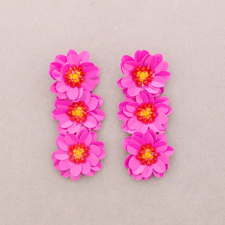 Pink Flower Earrings