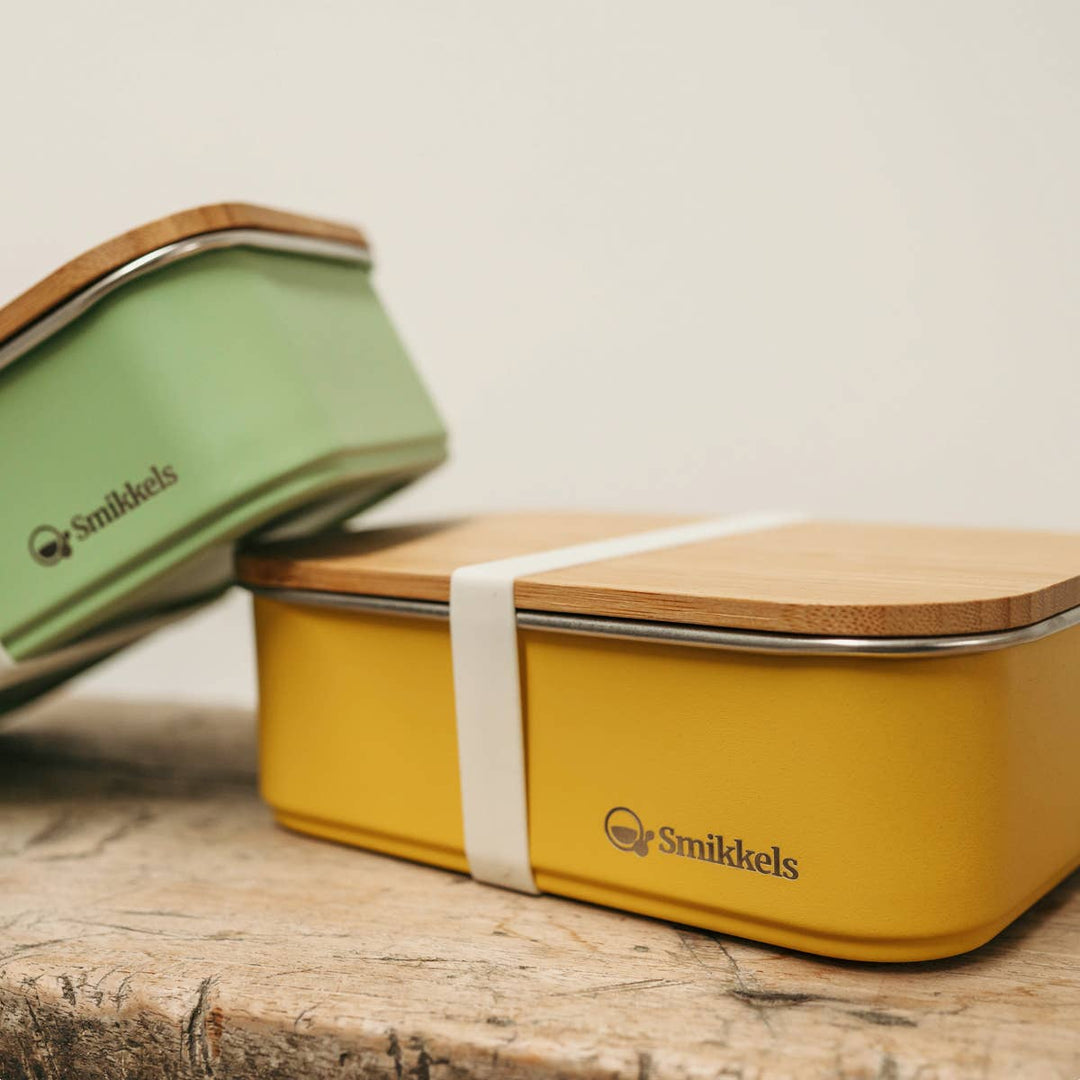Stainless steel lunchbox with bamboo lid: Yellow--LNH Edit