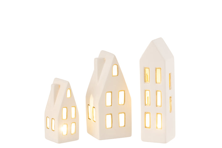 LED White/gold house set of 3