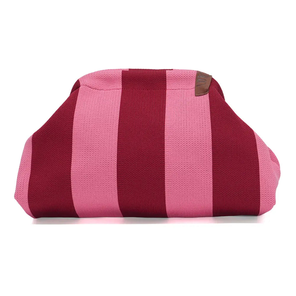 SUGAR PINK &amp; RED Stripe Clutch Bag
