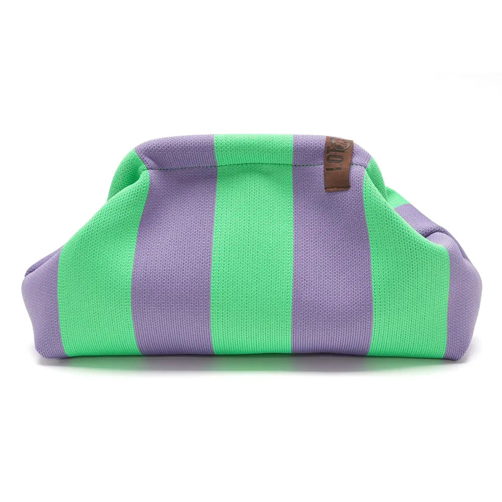 GREEN &amp; LILAC Stripe Clutch Bag