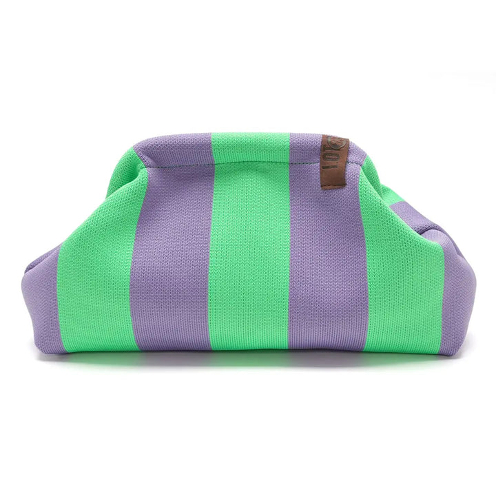 GREEN &amp; LILAC Stripe Clutch Bag