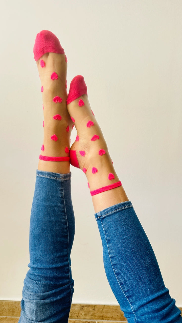 Hot Pink Heart Socks