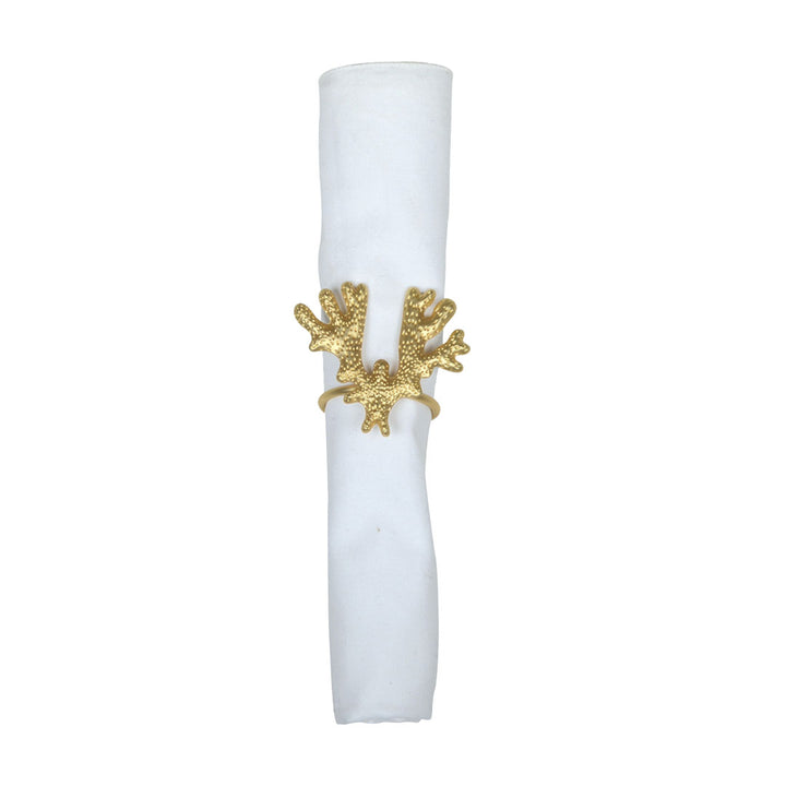 Set of 4 Gold Coral Napkin Rings
