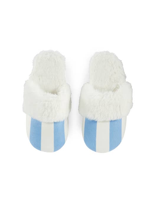 HELENA STRIPE SLIPPERS,SKY