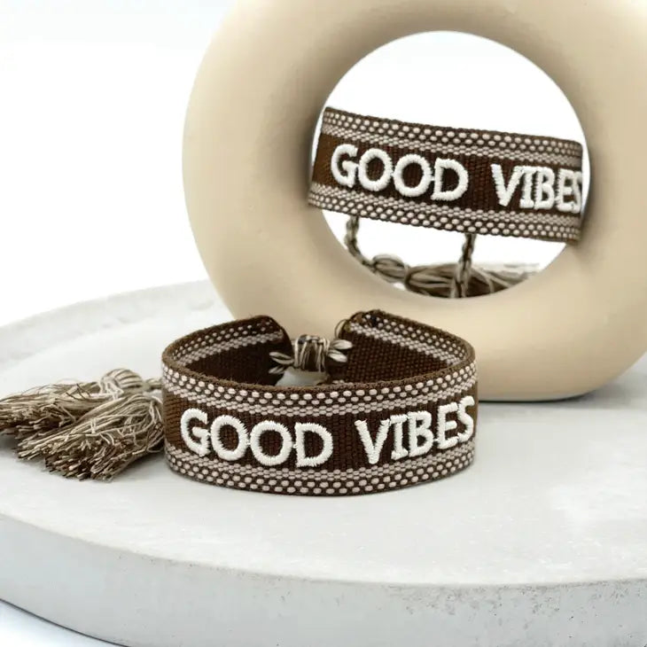 Good Vibes Brown Woven Bracelet-Bracelets-LNH Edit